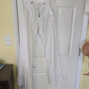 Converse White Linen Wide Leg Pants